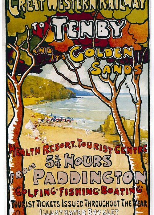 Tenby Golden Sands GWR Railway Vintage Old Picture Retro Poster A4 Print